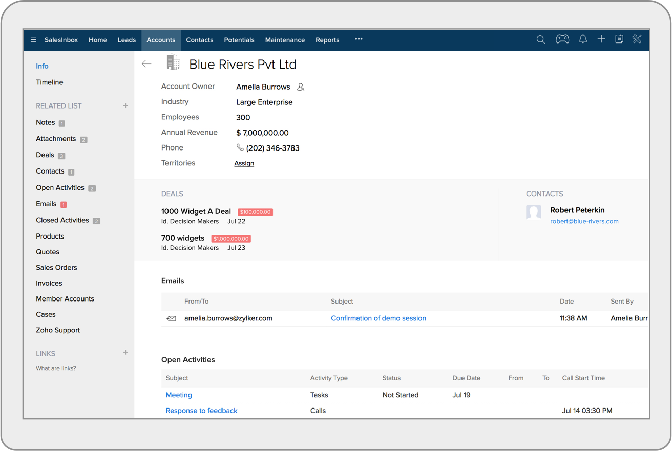 Zoho CRM Account Management