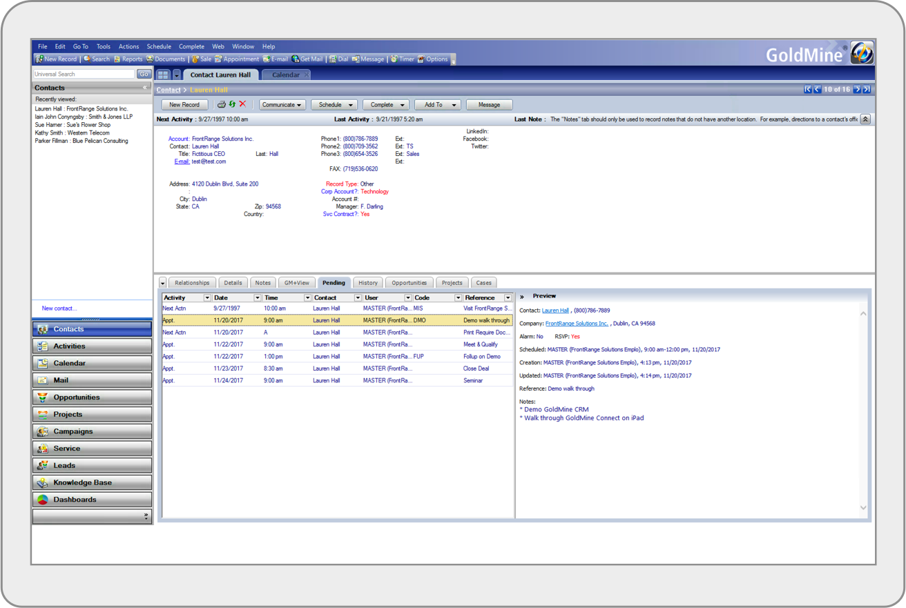 GoldMine Contact Management