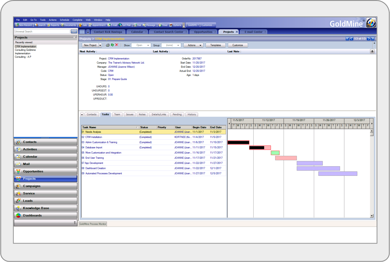 GoldMine CRM Projects