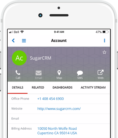 SugarCRM Mobile Details